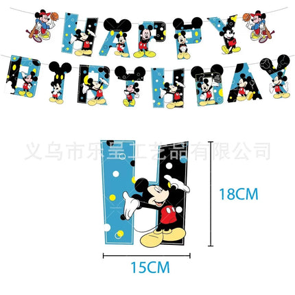 Mickey Balloon Cartoon Mouse Minnie Decorations Party Happy Birthday Banner Cake Topper Disposable Tableware Background Gift Bag