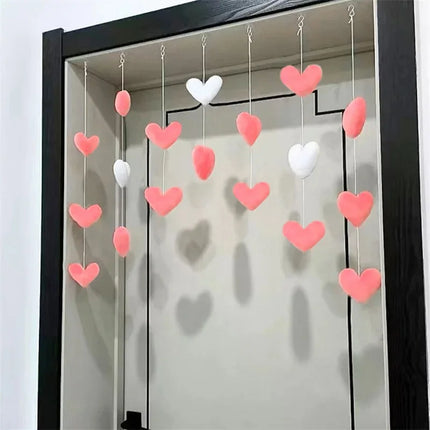 Bow Heart Shaped Curtain Decor Hanging Ornaments Divider String Tassel Curtain Girl Room Living Partiton Beaded Window Valance
