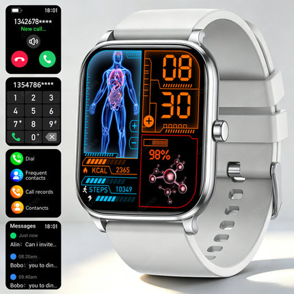 Golden Men woman Smart Watch 1.83" HD Screen Health Monitor wireless Call Sports Fitness tracking SmartWatches IP68 Waterproof