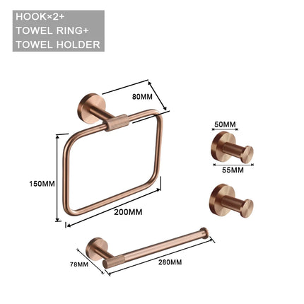 Brushed Rose Gold Brass Knurled Toilet Brush Holder Toilet Paper Holder Towel Bar Rail Rack Hanger Hook Soap Dish Hardware Set