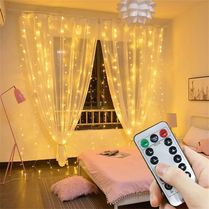 Remote Control Festoon Curtain 100/600LED String Lights Garland USB Fairy Garland Lights Christmas Decoration Bedroom Home Party
