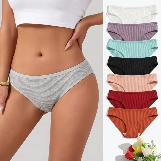 10Pcs/Set Women Cotton Briefs Breathable Panties Low Waist Briefs Sports Solid Soft Skin-Friendly Underwear Daily Wear S-XXL