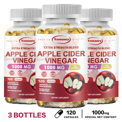 Apple Cider Vinegar Capsules - Fat Burning, Detox, Slimming, Boosts Metabolism, Healthy Weight Management