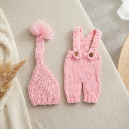 Handmade Knitted Newborn Romper Hat Set Baby Photography Studio Props Cute Infant Photo Outfit Accessories 0-3M
