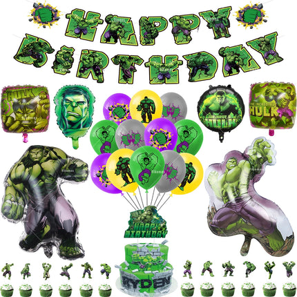 The Avengers Hulk Latex Balloon Superhero Foil Ballons Green Anger Cake Topper Happy Birthday Banner Party Decor Kids Gift Toys