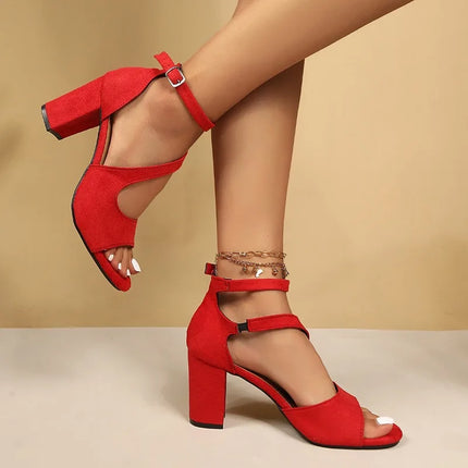 2026 Summer New Women Sandals Ankle Strap Heels Women Open Toe Chunky High Heels Shoes for Women Party Dress Sandals Big Size 43