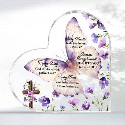 Christian Gifts Religious Gifts Scripture Gifts for Women Bible Verse Inspirational Heart-Shaped Acrylic Desk Decor Perfect