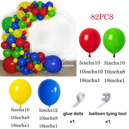 Red Green Christmas Balloons Garland Arch Kit Blue Yellow Ballon Set Video Game Party Circus 1st Birthday Decorations Air Globos