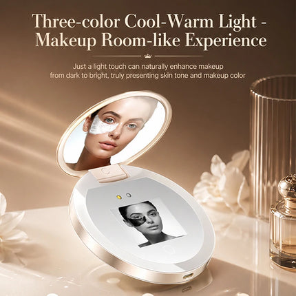 TJMIR UV Smart Sunscreen Mirror Portable LED Makeup Mirror with UV Detection & Sunscreen Testing
