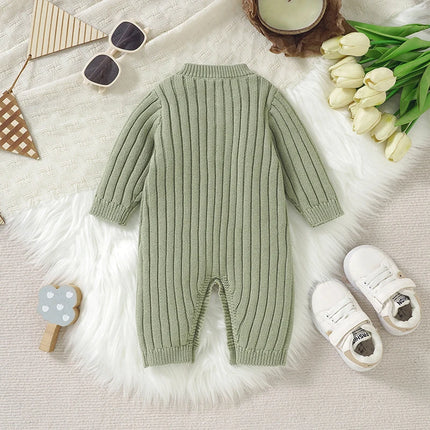 Newborn Baby Rompers Knitted Infant Boy Girl Jumpsuit Long Sleeve Autumn Toddler Bebes Clothes Fashion Solid 0-18M Overalls Warm