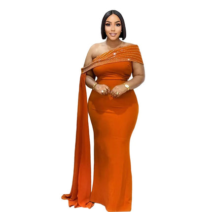 Doyerl Glitter Diamonds Wedding Guest Dress Women Evening Celebrity Off Shoulder Ribbon Elegant Night Club Party Long Dresses