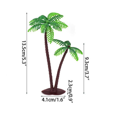 10pcs Palm Tree With Coconuts Cake Topper Coconuts Tree Cupcake Topper For Hawaiian Tropical Baby Shower Kids Birthday Party