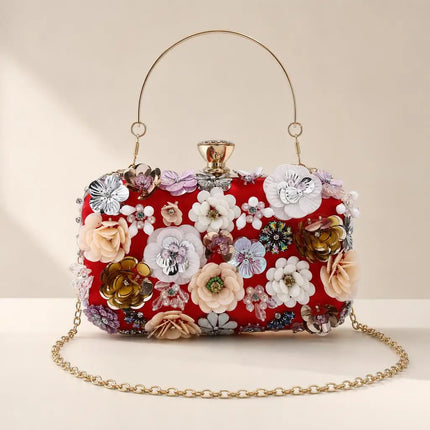 Fashion Women Bags Flower Diamonds Embroidery Small Clutch Luxury Lady Handbags Evening Bags New Arrival Chain Shoulder Purse