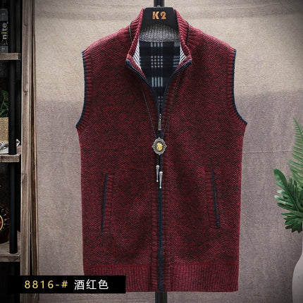 Sweater Cardigan Vest Men's Wear Fall and Winter Knitwear Warm Padded Thickened Jacket Zip Knittwear Harajuku