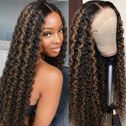 5x5 Glueless Wig Deep Wave 13x4 Lace Front Wigs Human Hair 1B/30 Ombre Colored 13x6 Lace Front Wig Highlight Curly Wig For Women