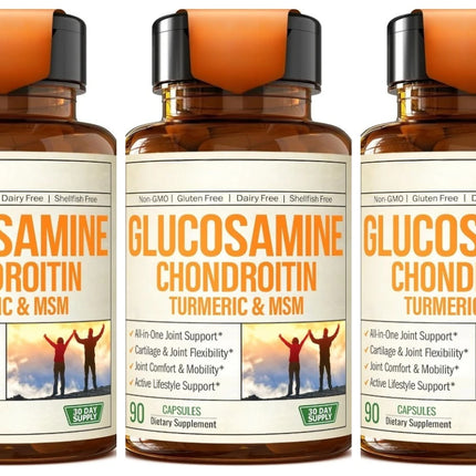 Glucosamine Chondroitin MSM Supplement Capsules with Turmeric Daily Joint Care Support Formula 90 Pieces