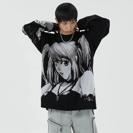 Anime Kawaii Winter Men Gothic Clothes Goth Man Sweater Men's Cartoon Women Tops Japanese Sweatshirt Male Streetwear Harajuku