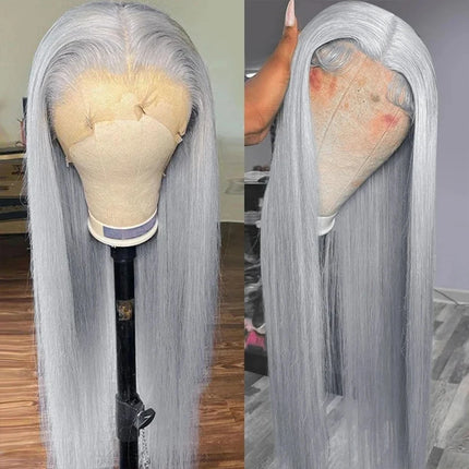 Silver Grey 13x4 Hd Lace Frontal Wig Remy Human Hair Grey Colored Straight Lace Front Wigs For Women Brazilian Glueless Wig Sale