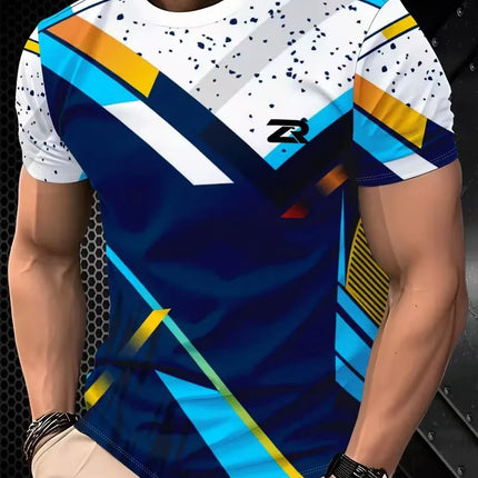 Men color blocking Short Sleeved T-Shirt Fashion Lightweight Breathable Sports Pullover Daily Casual Shirt Street Men's Clothing