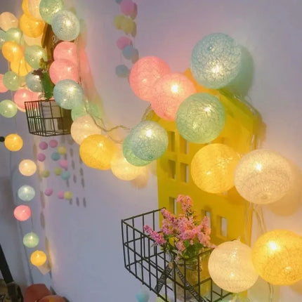 10/20LED String Lights Battery Cotton Balls Christmas Garland Fairy Light Novelty Lamp Chain for Home Wedding Party Decoration