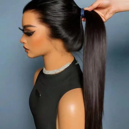 13×6 HD Lace Straight Human Hair Wig Natural Color Pre Plucked Natural Hairline Remy Hair Glueless Wig For Women