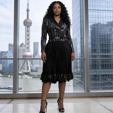 Miyake Pleated Dresses 2026 Middle East New Long Sleeve Plus Size Stretch Long Dress Formal Occasion Commuter Women's Clothing