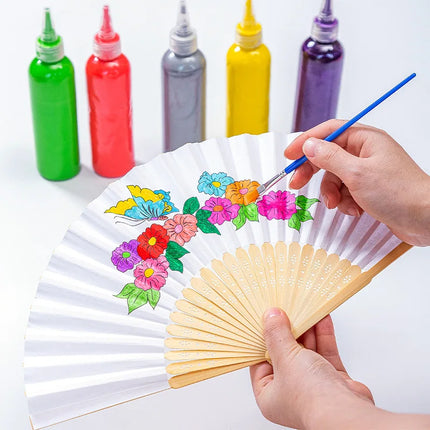 1/3/5/10Pcs Foldable Paper Fan Portable Chinese Bamboo Fan Wedding Gifts For Guest Birthday Party Decoration Kids Painting