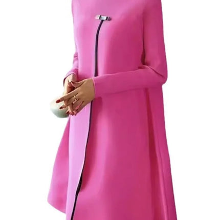 Spring Autumn New Fashion Temperament Style Long Sleeve Dress Elegant Women Round Neck Casual Loose High Split Design Dresses