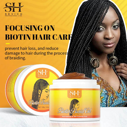 SEVICH Biotin Care Braid Gel 100g Shining Braiding Strong Hold Pomade Anti-Frizz Hair Edge Control Cream Hair Styling Product