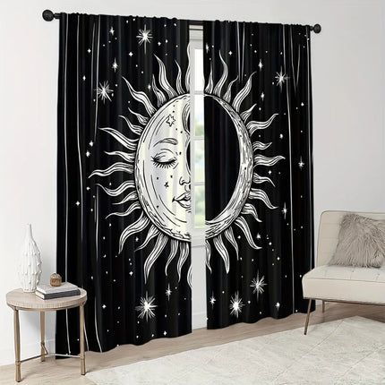VIKAMA 2 Sets Of Bohemian-Style Curtains, For Room And Living Room Decoration, Blackout Curtains For Home Decoration