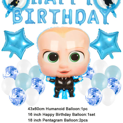 Baby B-BOSSED Birthday Theme Birthday Party Decoration Backdrop Family Cup Plate Napkin Balloons Baby Shower Supplies Kid Gift