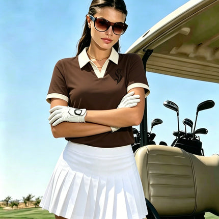 Women's Sporty Cat Print Polo T-shirt polo shirt