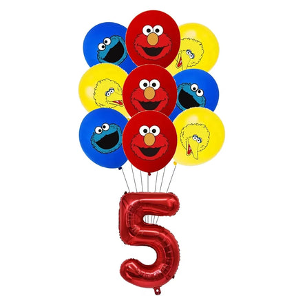 Cartoon Sesames  Street Birthday Party Decor Elmo and Friends Theme Tablecloth Plate Balloon Set Cake Decor Baby Shower
