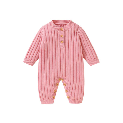 Newborn Baby Rompers Knitted Infant Boy Girl Jumpsuit Long Sleeve Autumn Toddler Bebes Clothes Fashion Solid 0-18M Overalls Warm