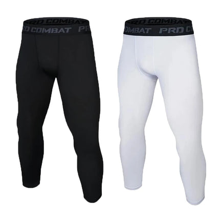 Men's football and basketball leggings, high elasticity training, sports fitness, 7-point leggings, quick drying, breathable