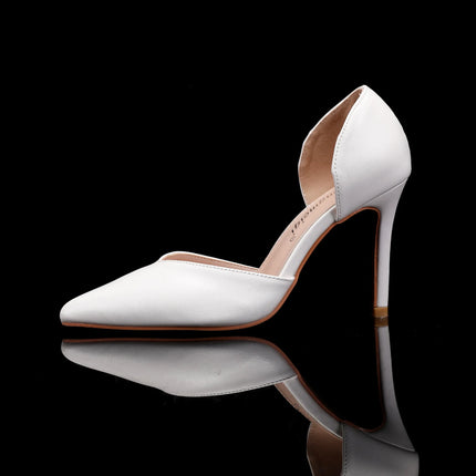 7cm thick heel shallow mouth straight strap sandals round toe root thick heel sandals white bridal wedding sandals