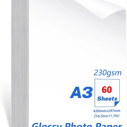 A3 Photo Paper, Waterproof Glossy for Photo Paper，Waterproof Embossed Card Paper Inkjet Photo Paper
