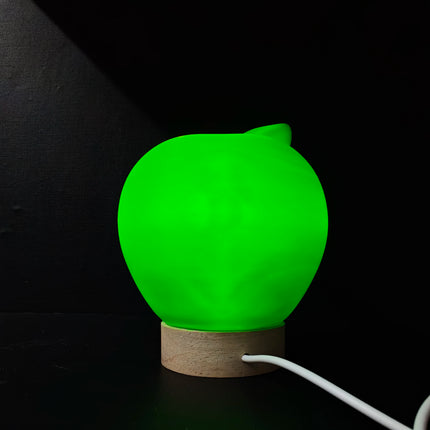 Abstract Apple Night Light,Wooden Base Ambient Lamp,USB Powered Desktop Decor,3D‑Printed Table Ornament