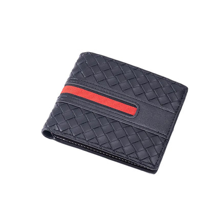 New Style Multi Card Slot Leather Wallet for Men Hand Woven Fashion Simple Ultra Thin Coin Purse