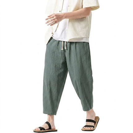Korean Linen Pants Man Summer Pants for Men Gym Man Baggy Pant Loose Harem Pant Lightweight Streetwear Men's Cotton Work Pants