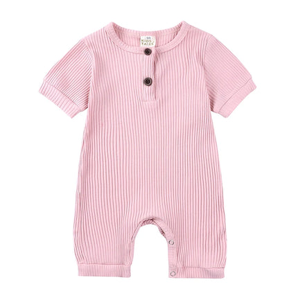 2026 Baby Boy Romper Girl Outfits Playsuit Summer Wear Cotton Infant Thin Jumpsuit Ribbed Clothes Knitted Stretch Toddler Onesie