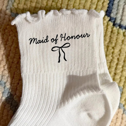 Bride Team Bride To Be White Socks for Wedding Day Women Maid of Honor Gifts From The Bride Bridesmaid Gift Bridal Shower Party