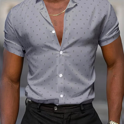 Summer Men's Short-Sleeve Shirt, Polka Dot Print, Wrinkle-Resistant, Business Casual Shirt, Ice Silk, Versatile and Popular Top
