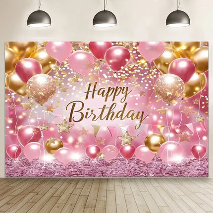 Happy Birthday Banner Backdrop Shiny Diamonds 18th Birthday Decoration Canvas 30th Party Photography Background