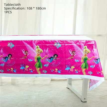 Cartoon Tinker bell Kids Birthday Party Decoration Tableware Elf Fairy Paper Plate Tablecloth Balloon Tinkerbell Party Supplies