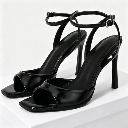 Elegant Ankle Strap High Heels Ladies Square Toe Fashion Party Dress Shoes Office Hollow Sexy Designer Brand Sandals Women Pumps