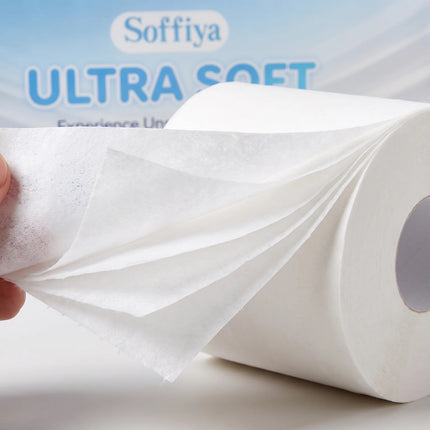 12 Rolls Toilet Paper 4 Ply Ultra Soft 100% Virgin Wood Pulp High Absorbency Biodegradable Household Bathroom Tissue Paper for Home Kitchen Hotel