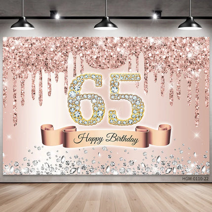 Rose Golden Happy 18th Birthday Party Backdrop Glitter Diamond Birthday Background Girl Sweet Birthday Party banner photography