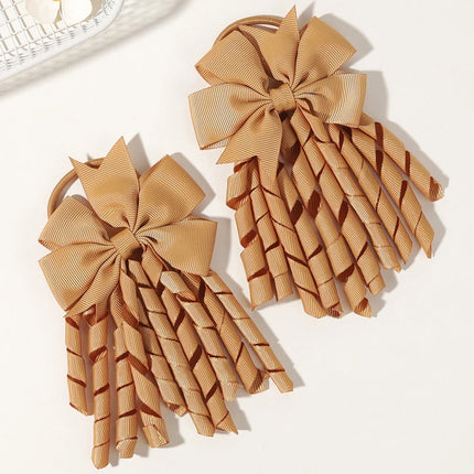 2pcs Girls' Bow Tassel Headband  for Children Babies Girls Parties Dances Ponytails Fixed Hair Accessories Baby Hair Accessories