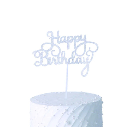 50PCS 5 Colors Happy Birthday Cake Toppers Glitter Birthday Cake Topper Cupcake Topper Cake Decorations Party Supplies